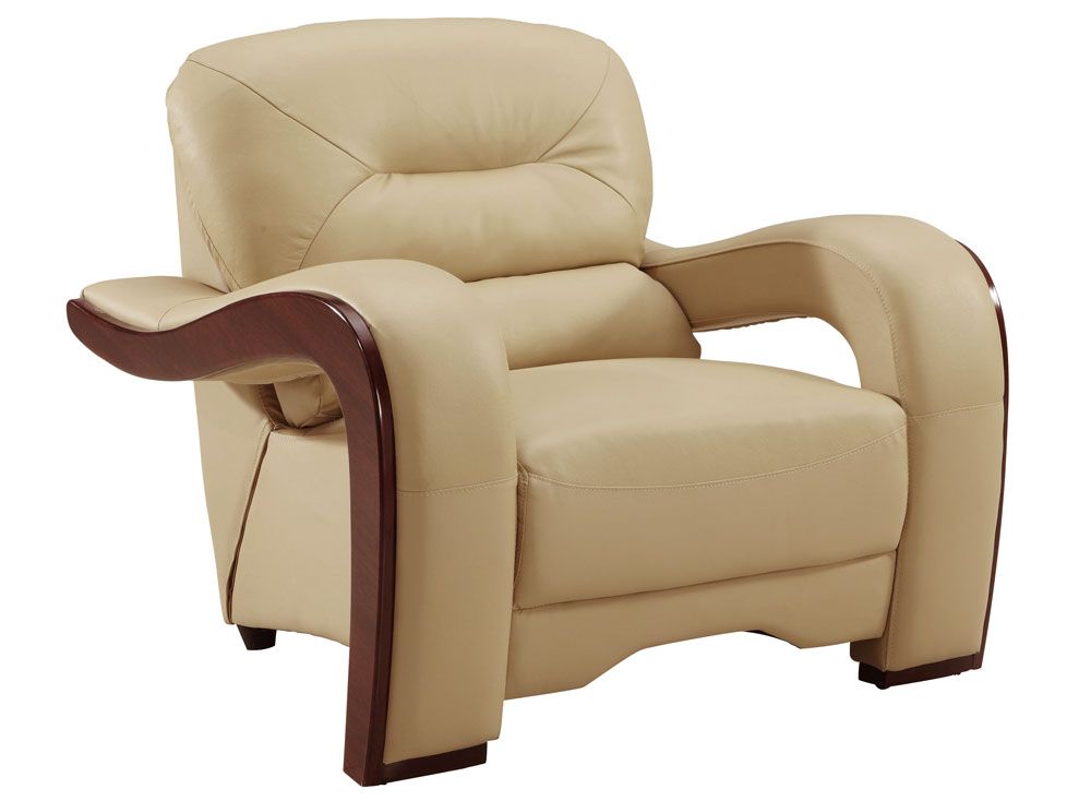 Alpha Beige Genuine Leather Chair