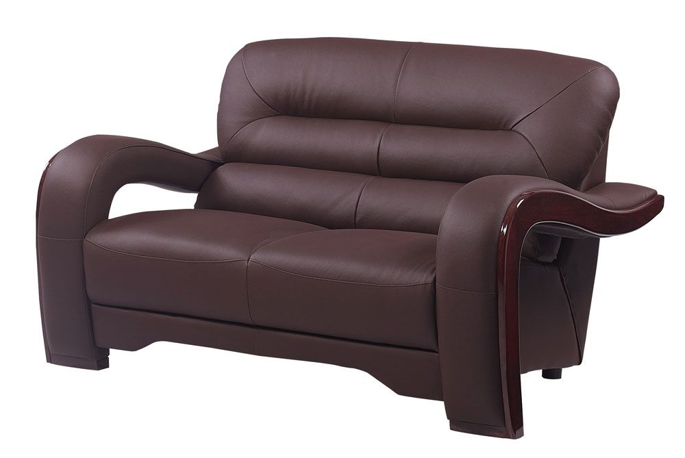 Alpha Modern Brown Leather Love Seat