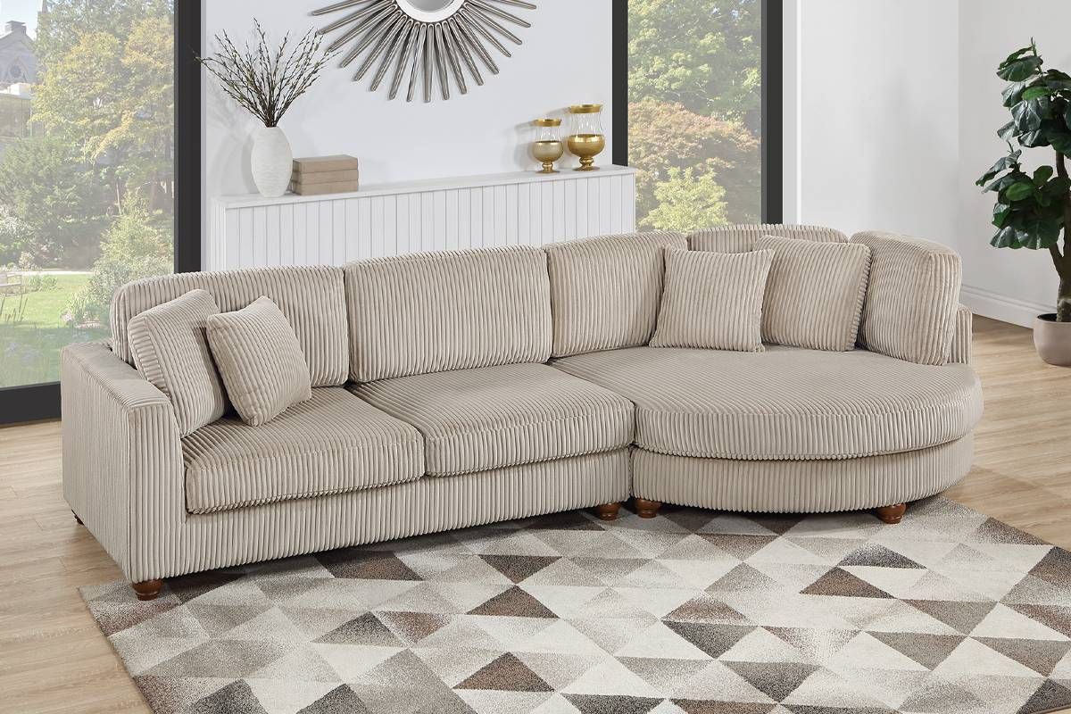 Alpine Camel Corduroy Large Sectional