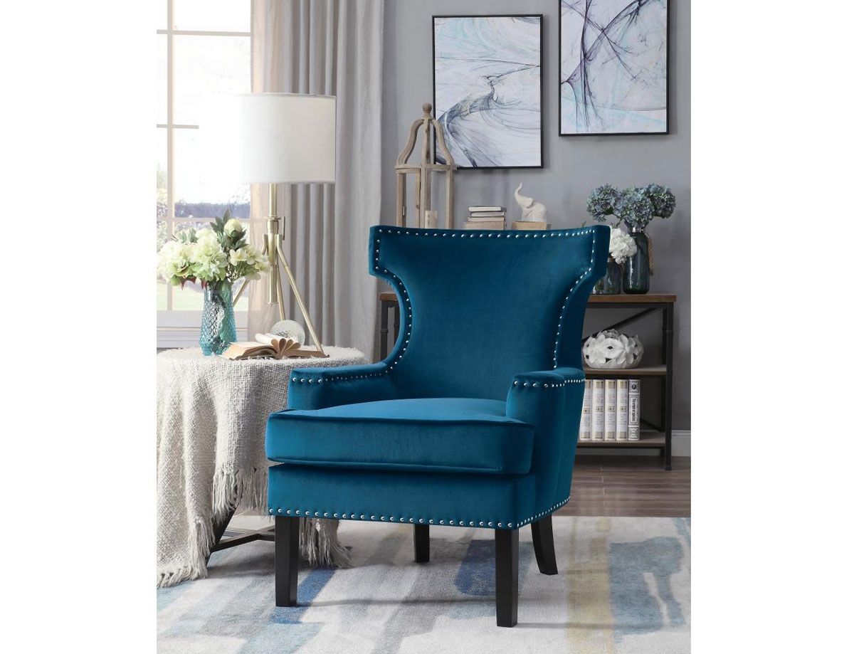 Alyssa Blue Fabric Accent Chair