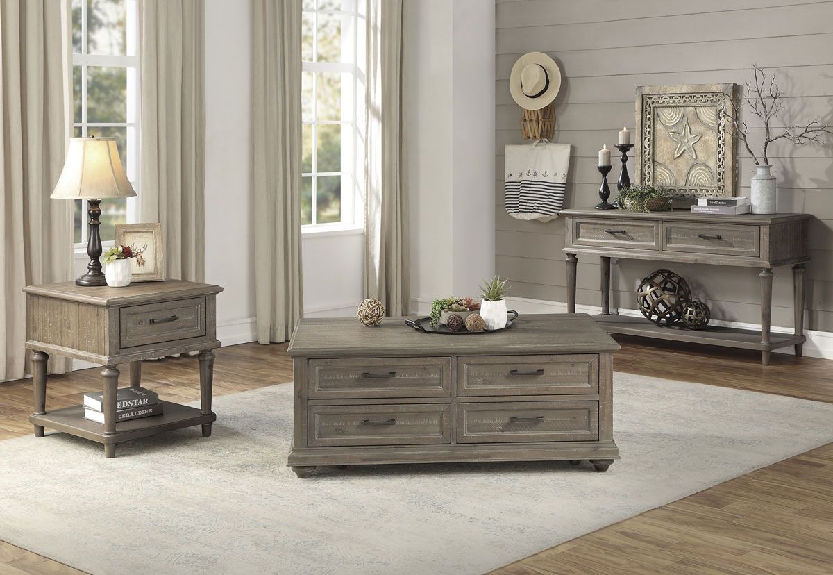 Amadis Rustic Finish Storage Coffee Table Set