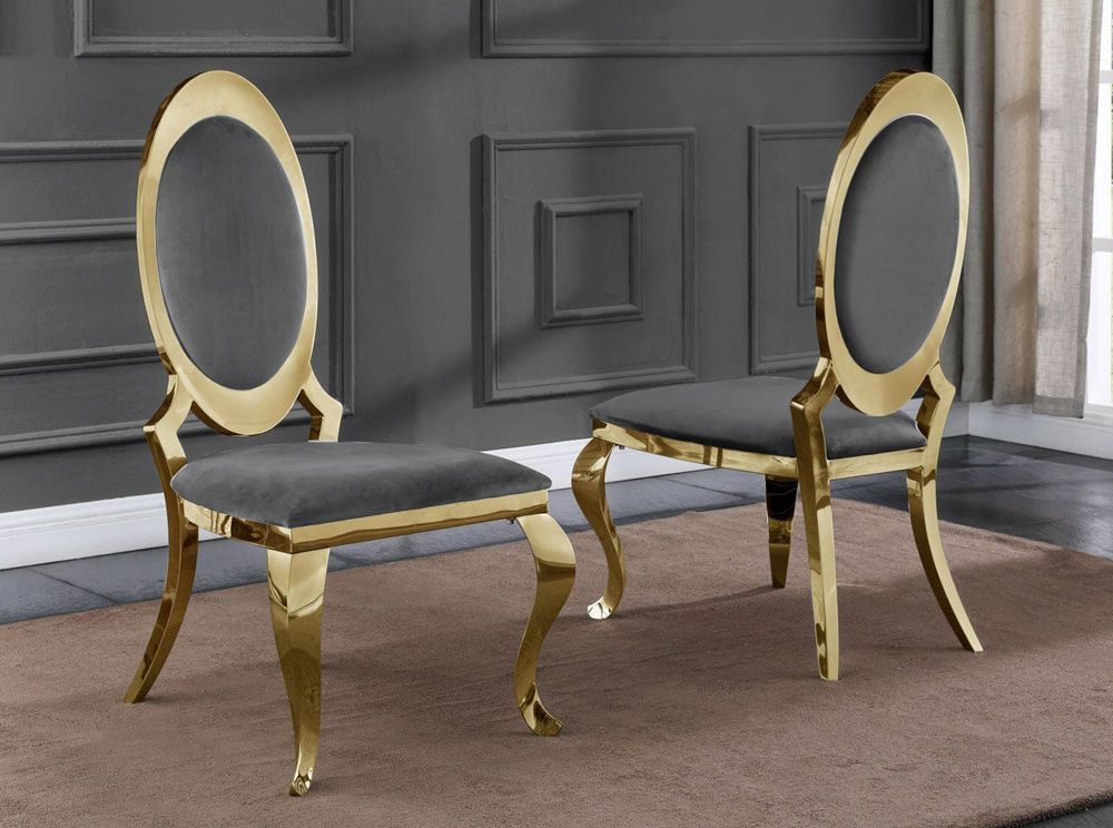 Amelia Grey Gold Dining Chairs