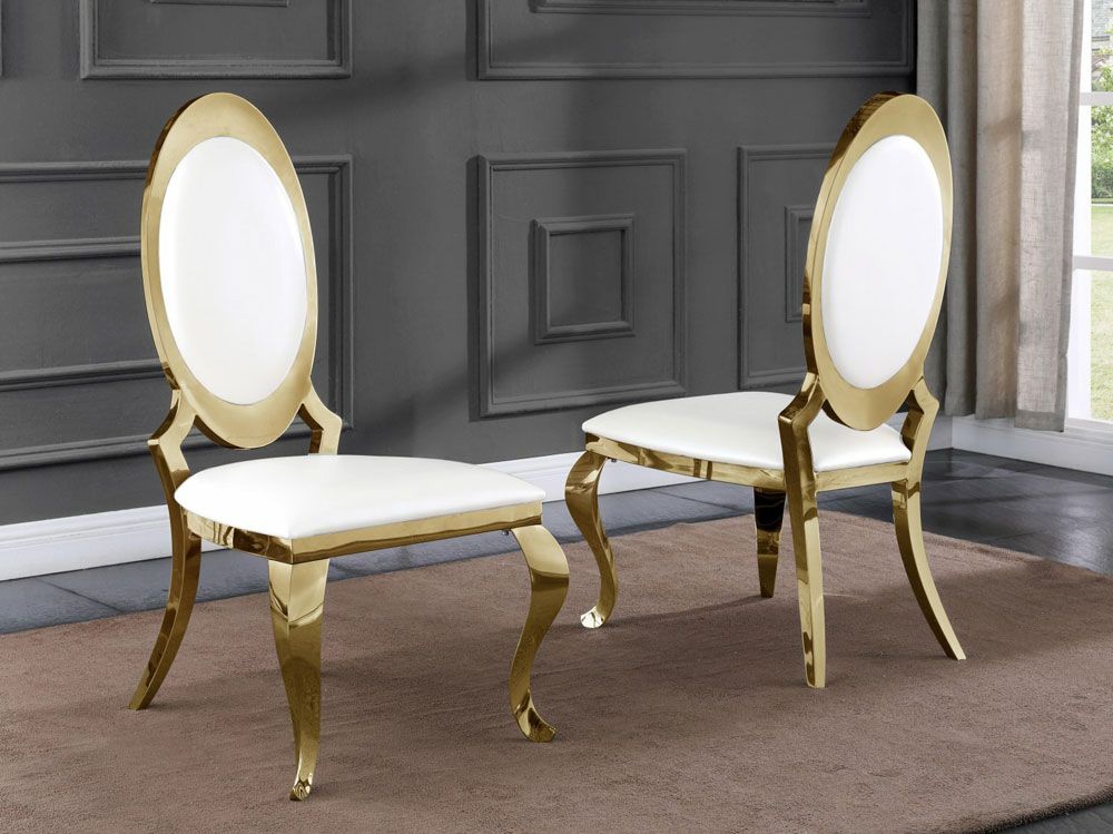 Amelia White Gold Dining Chairs