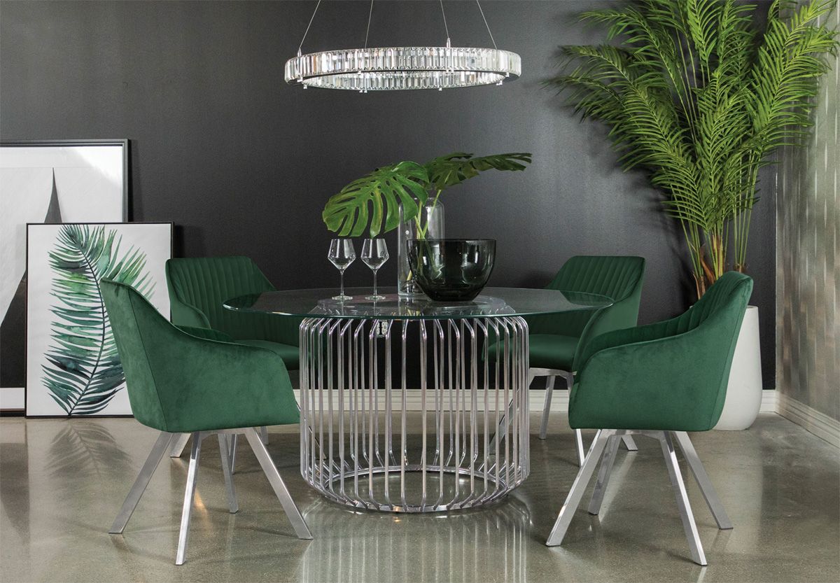 Americano Round Glass Top Dining Table Set