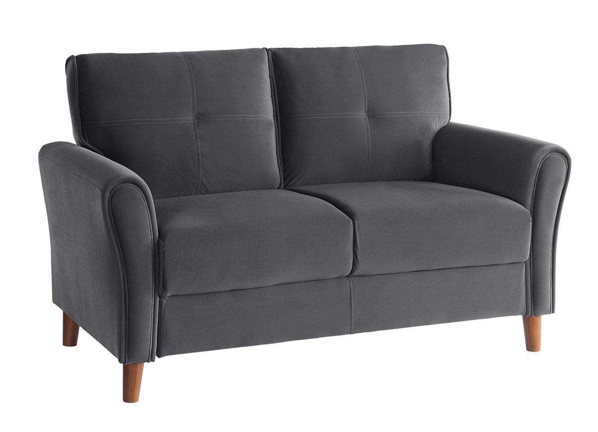 Americus Dark Grey Velvet Loveseat