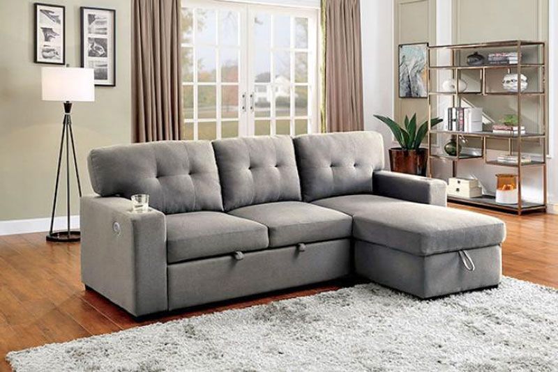 Amie Light Grey Sectional With Sleeper