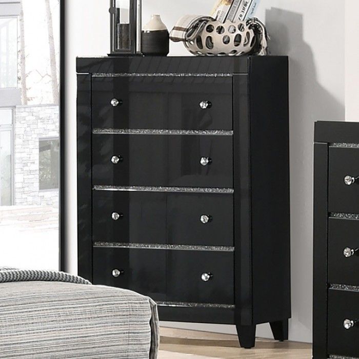 Amory Black Lacquer Chest With Glitter Trim