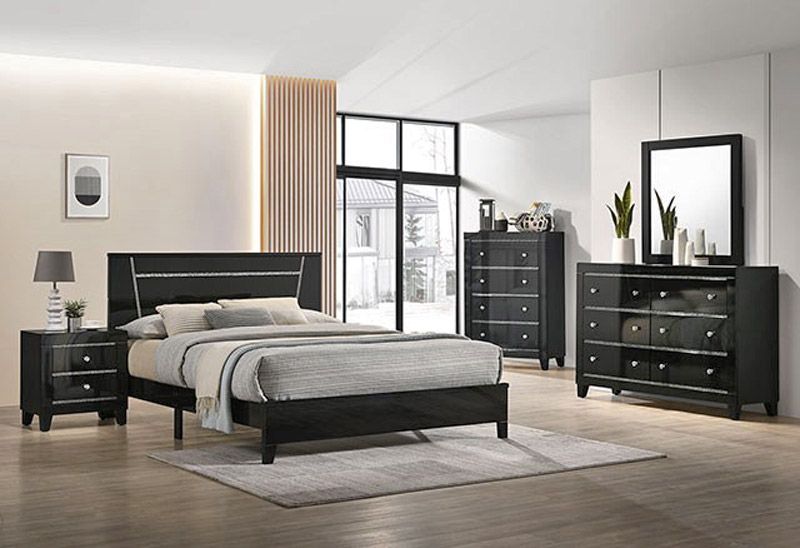 Amory Black Lacquer Bedroom Set