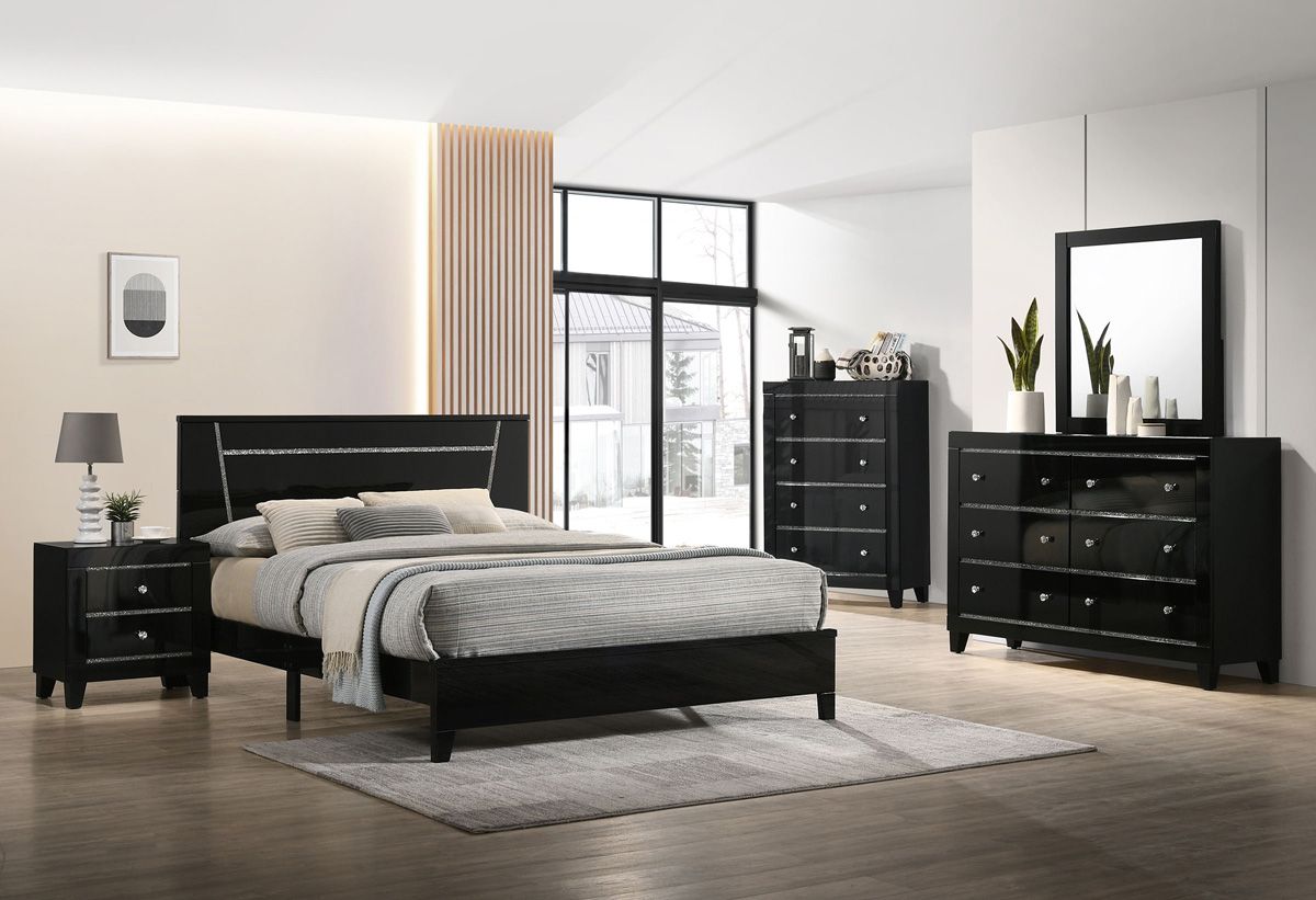Amory Black Lacquer Bedroom Set