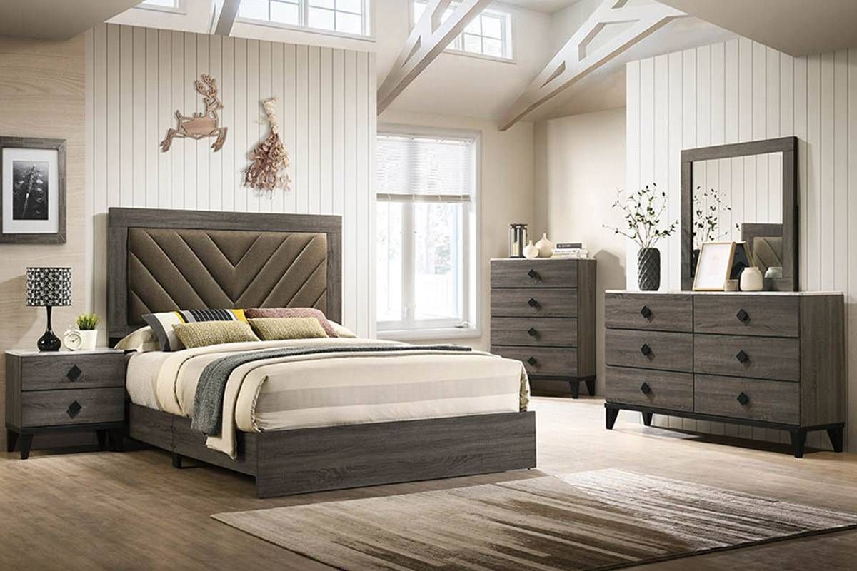 Ancona Modern Bed Rustic Grey