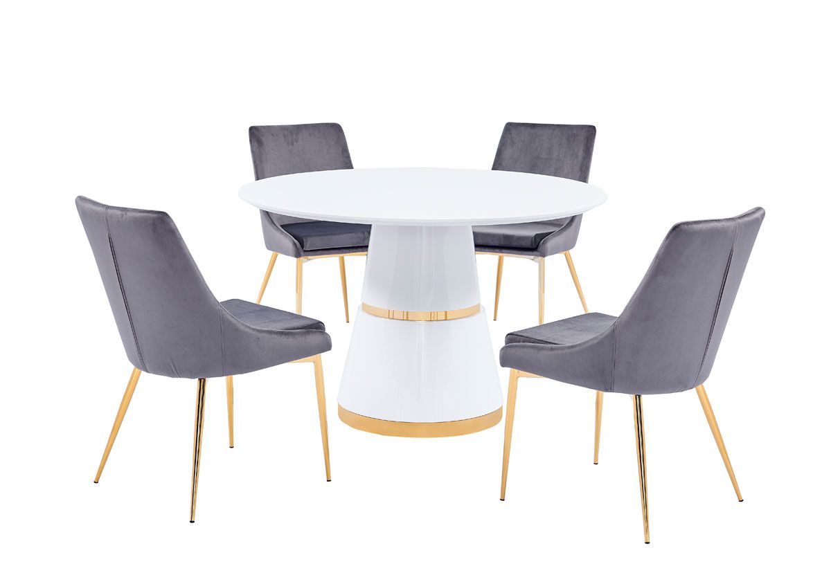 Andes Dining Table With Grey Velvet Chairs