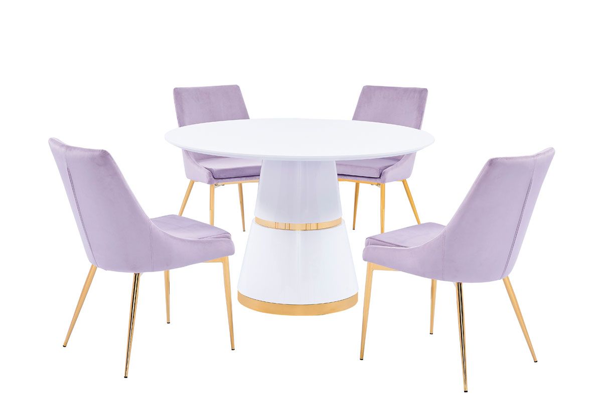 Andes Dining Table With Pink Velvet Chairs