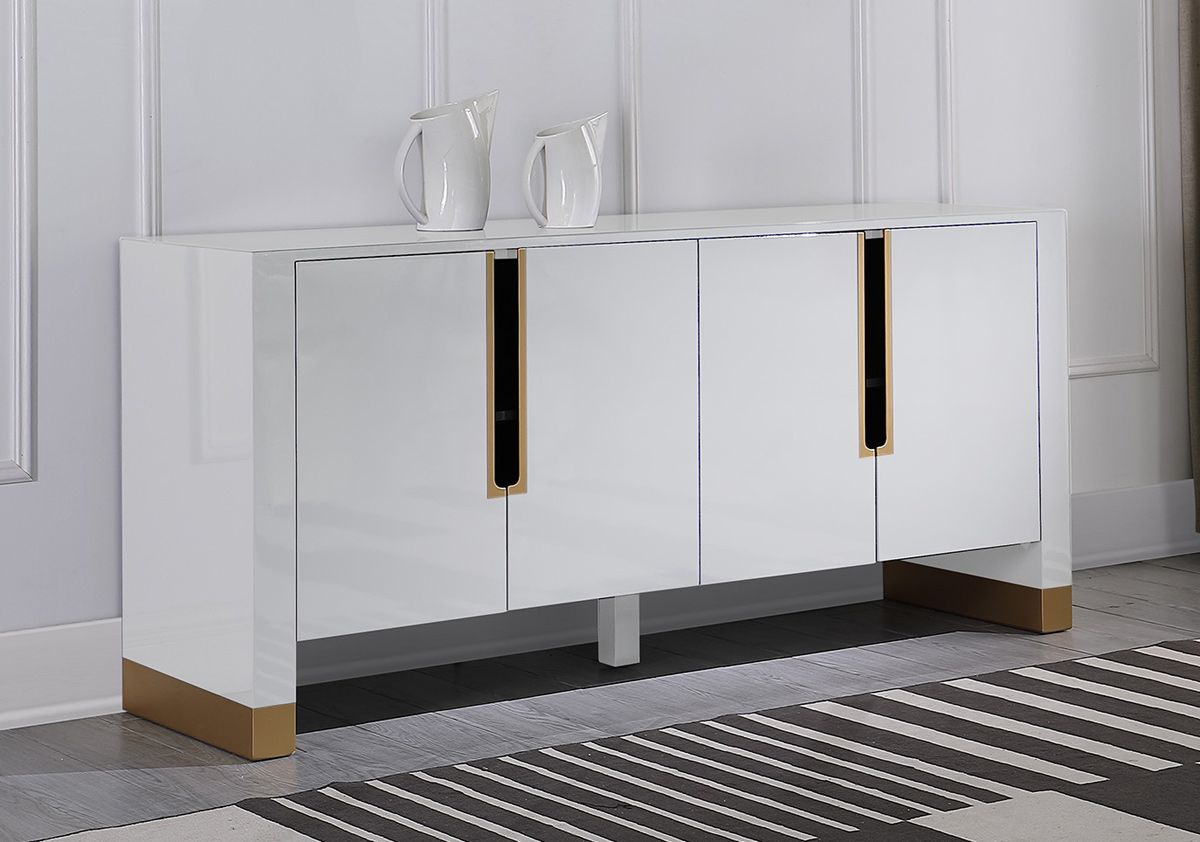 Andros White Lacquer Modern Sideboard
