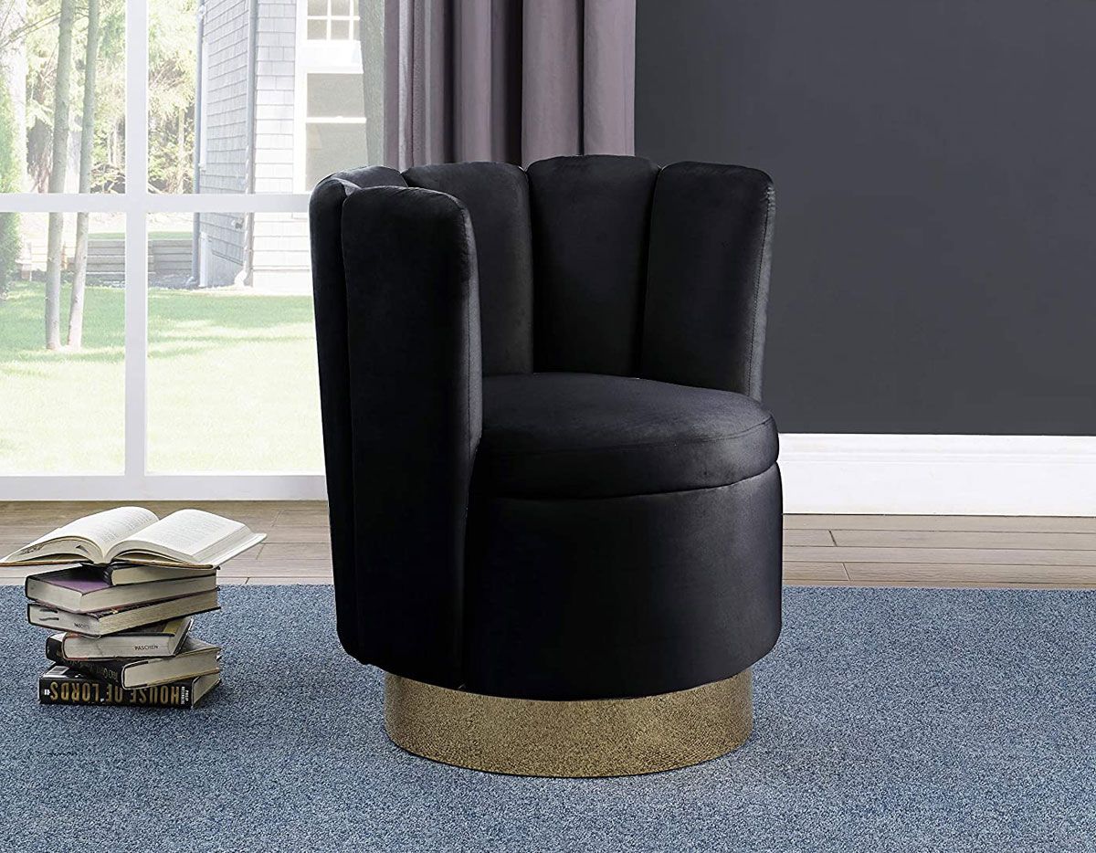 Angelika Black Velvet Accent Chair
