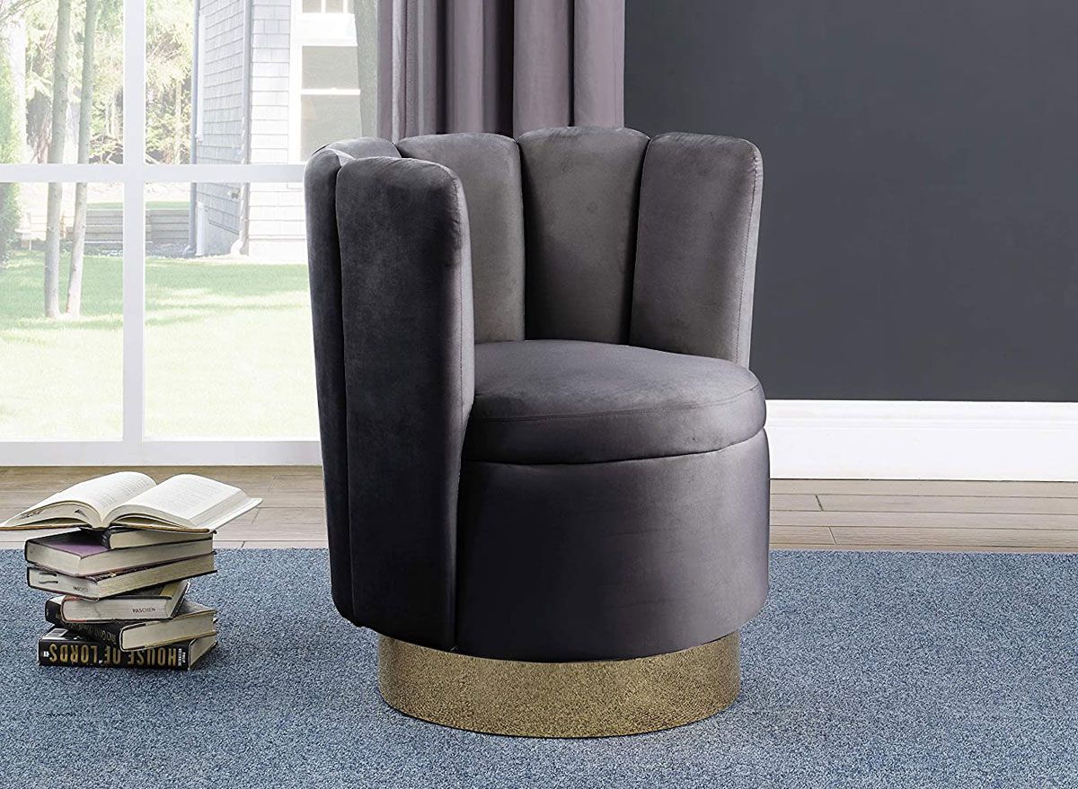Angelika Grey Velvet Accent Chair