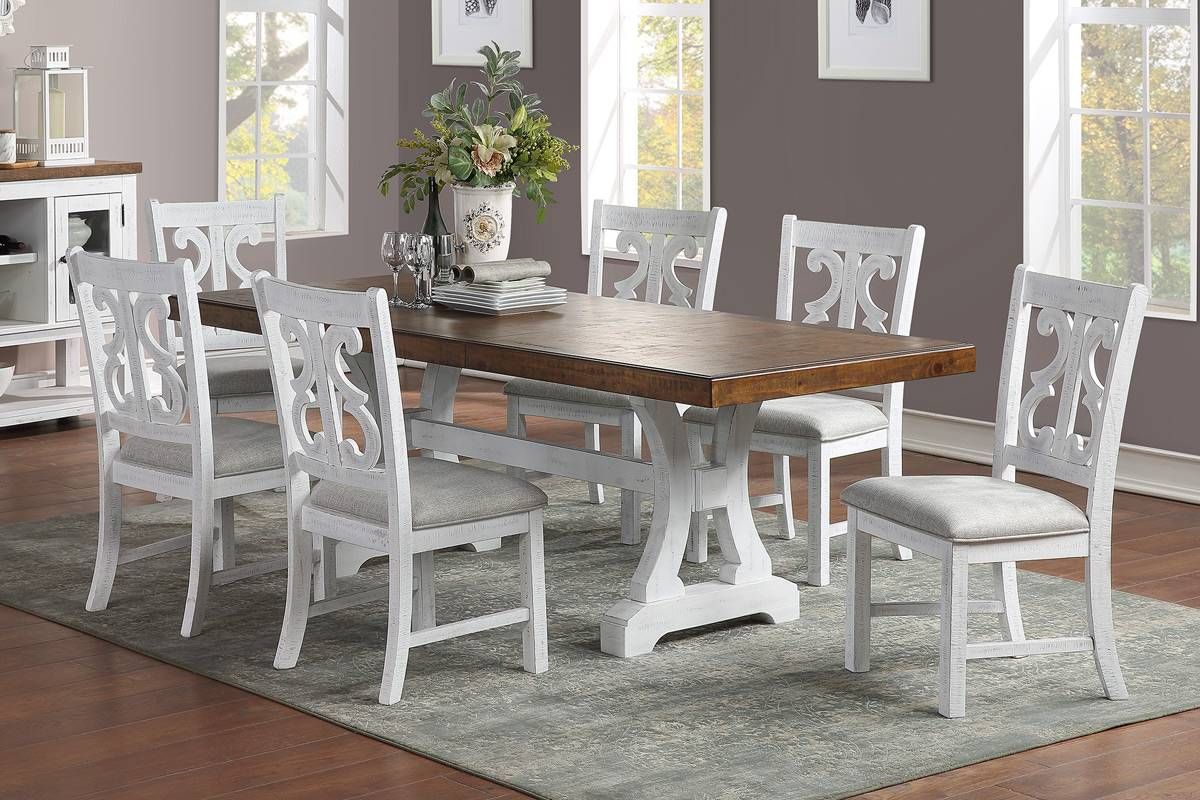 Angie White Formal Dining Table Set