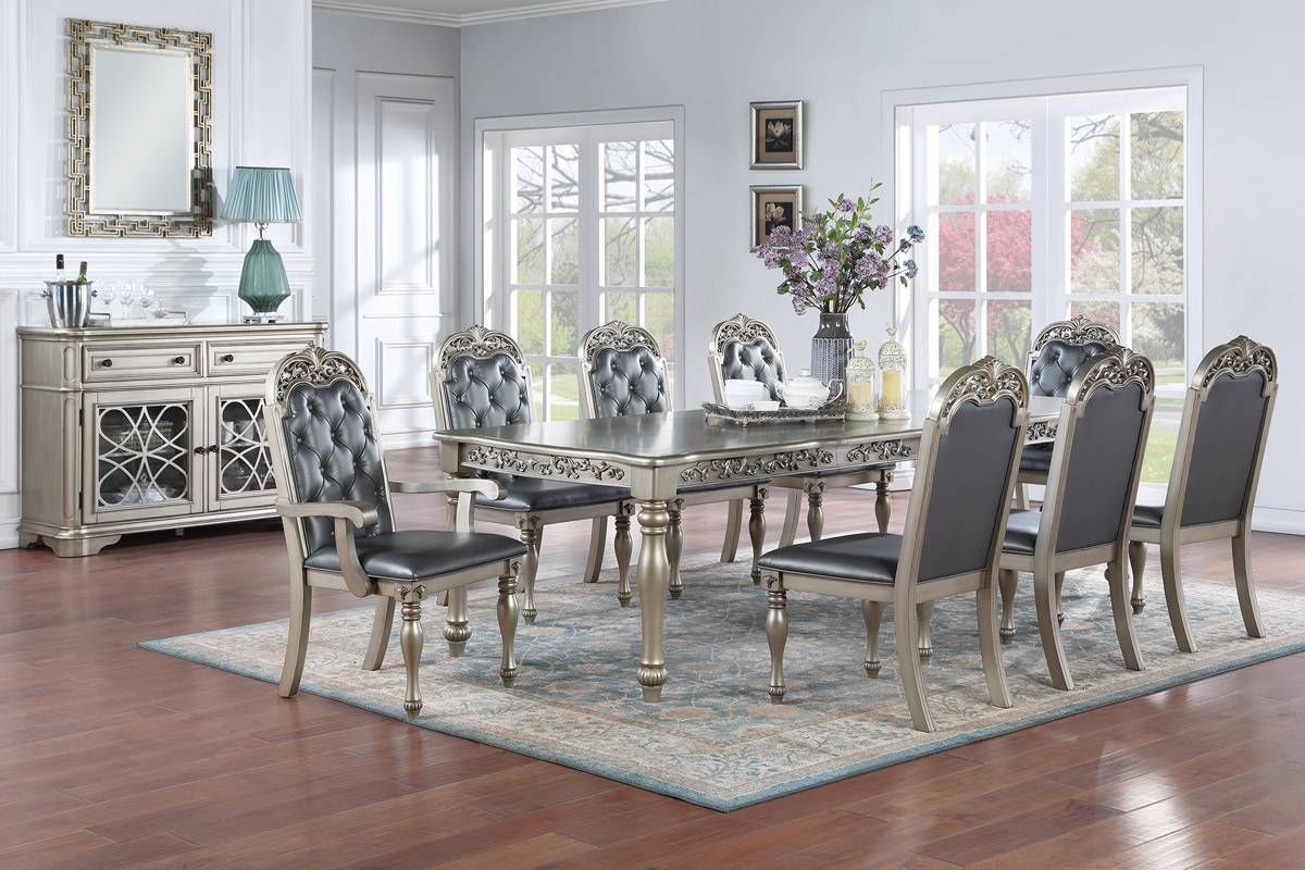 Anika Traditional Style Large Dining Table Set