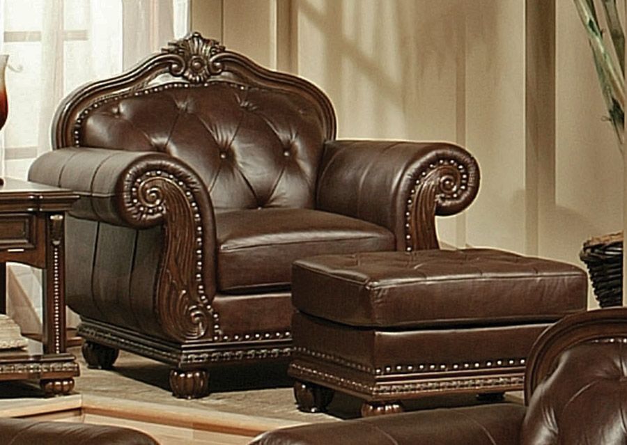 Anondale Leather Chair and Ottoman