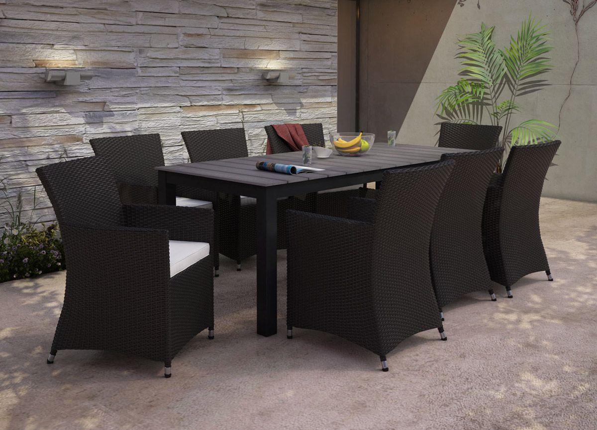 Ansonia Outdoor 9-Piece Dining Table Set Black