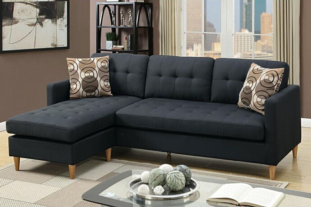 Anthony Reversible Sectional Black Fabric