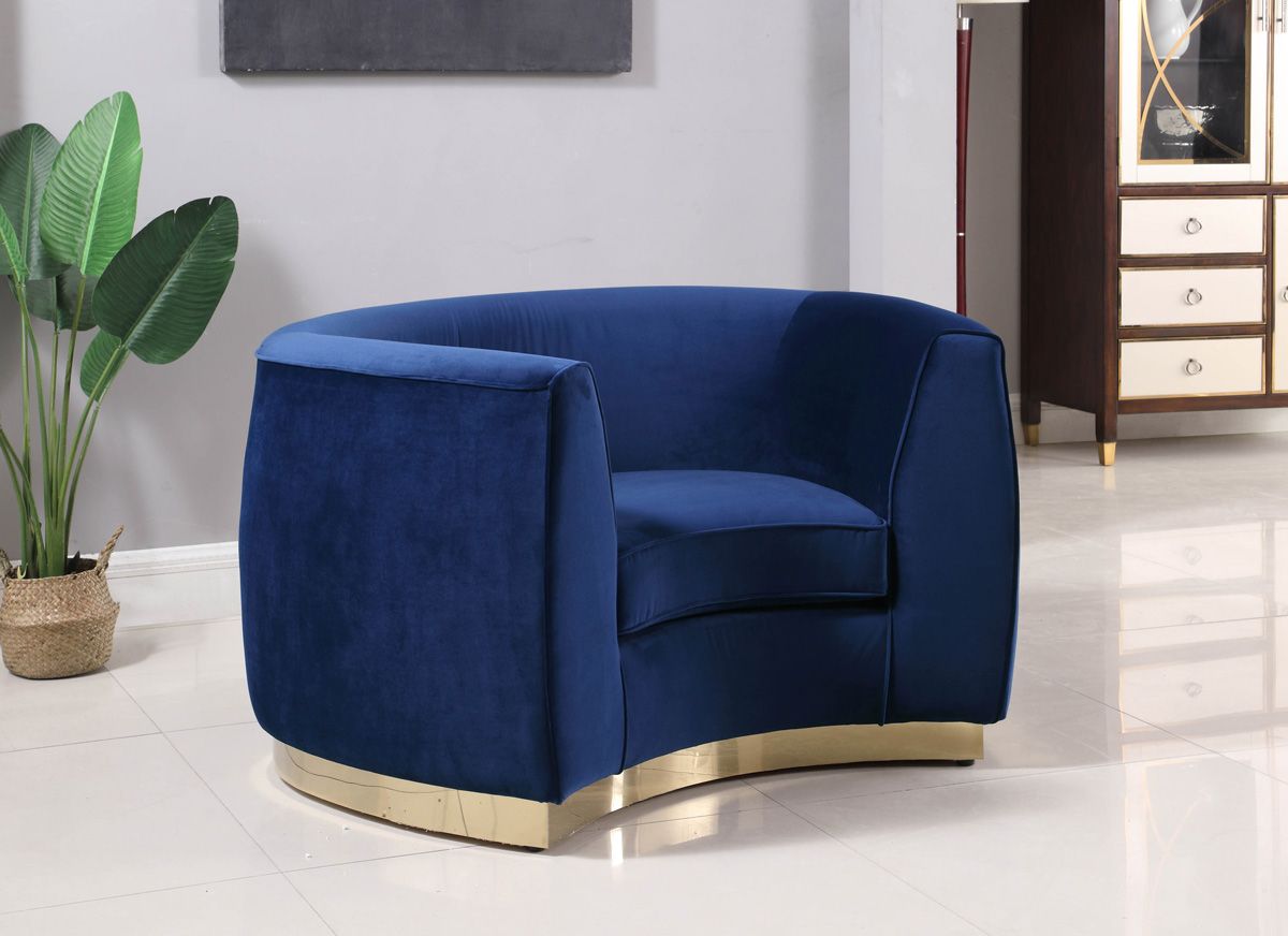 Antonsen Navy Velvet Chair With Gold Finish Base