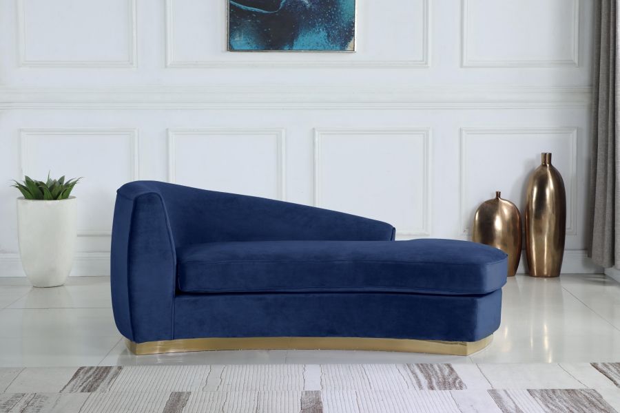 Antonsen Navy Velvet Chaise With Gold Finish Base