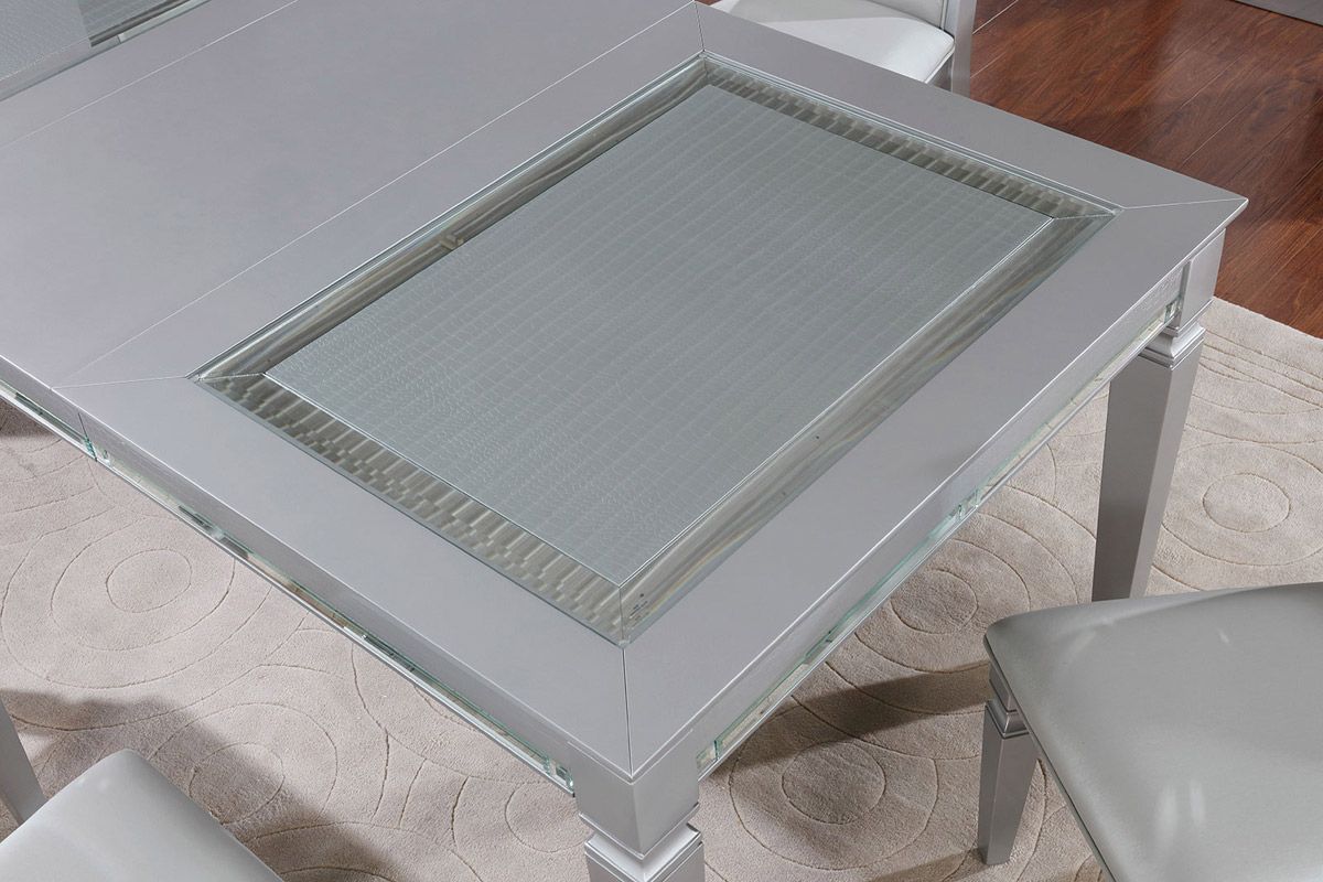 Anza Silver Finish Dining Table Top