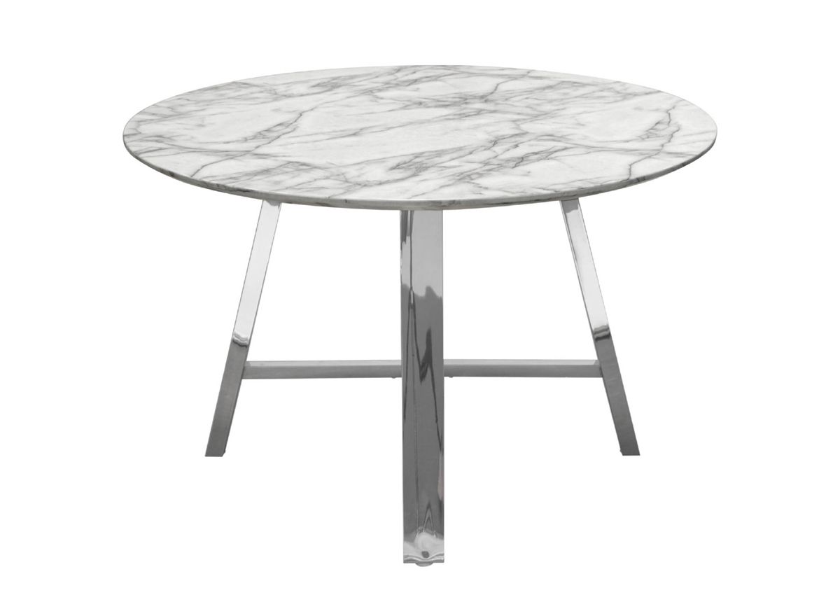 Archstone Faux Carrera Marble Round Top Table
