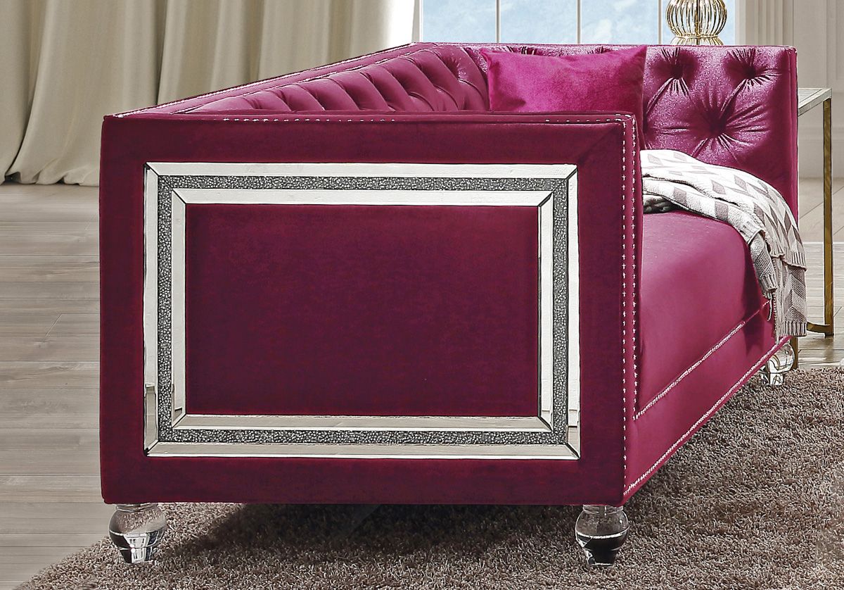 Arctic Velvet Loveseat With Mirror Accent