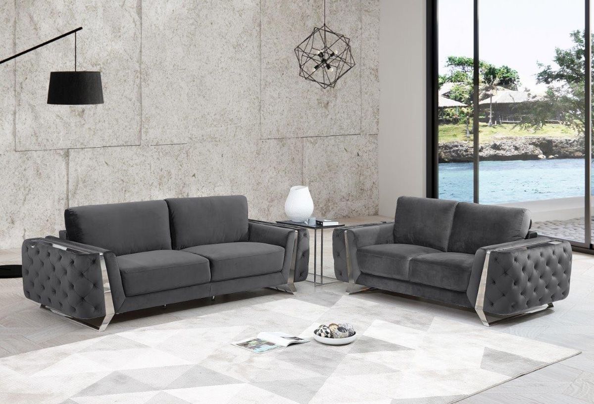 Ariana Modern Design Sofa Grey Velvet