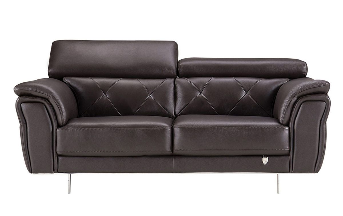 Arianna Chocolate Italian Leather Loveseat