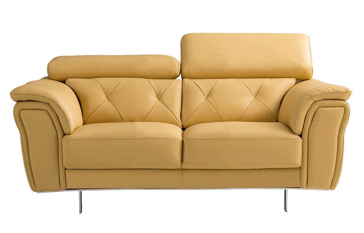 Arianna Yellow Italian Leather Loveseat