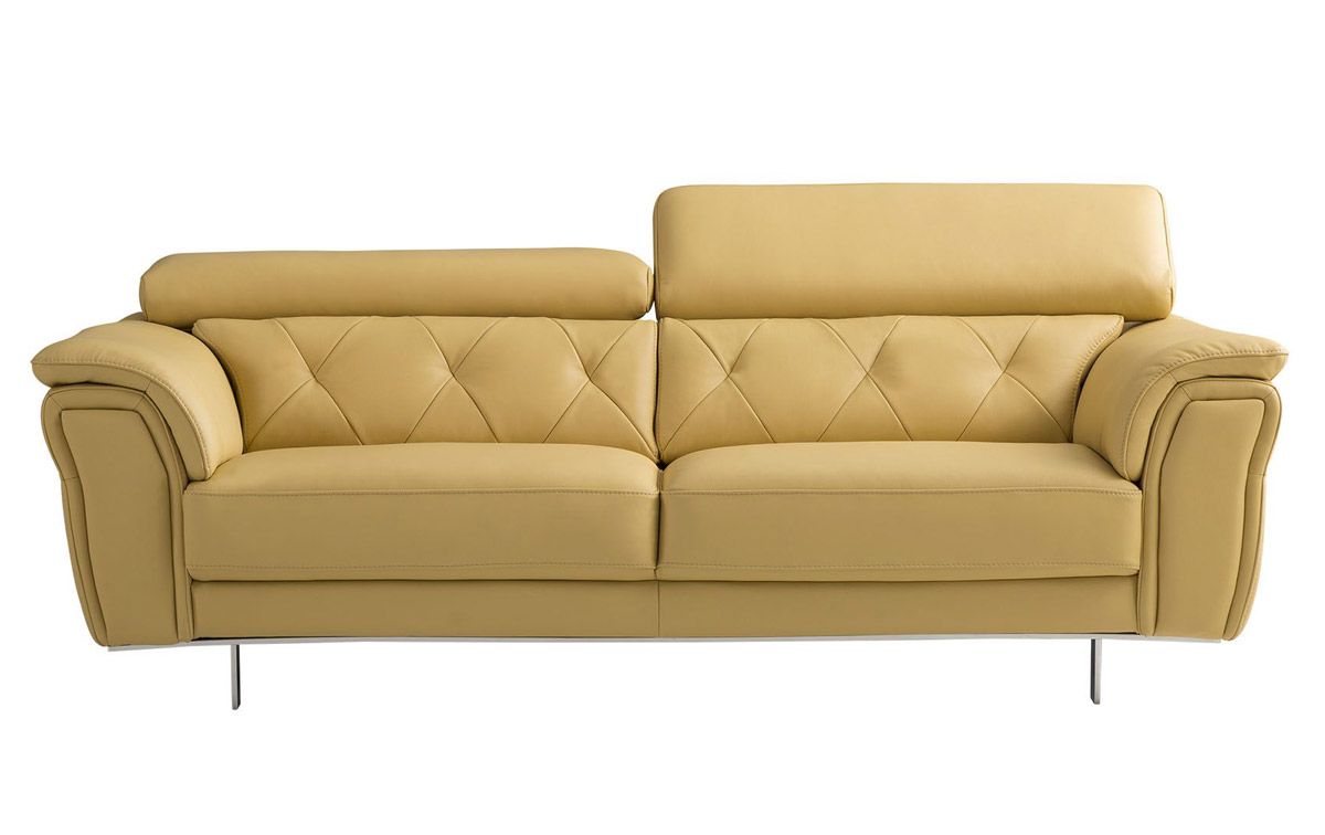 Arianna Yellow Italian Leather Sofa