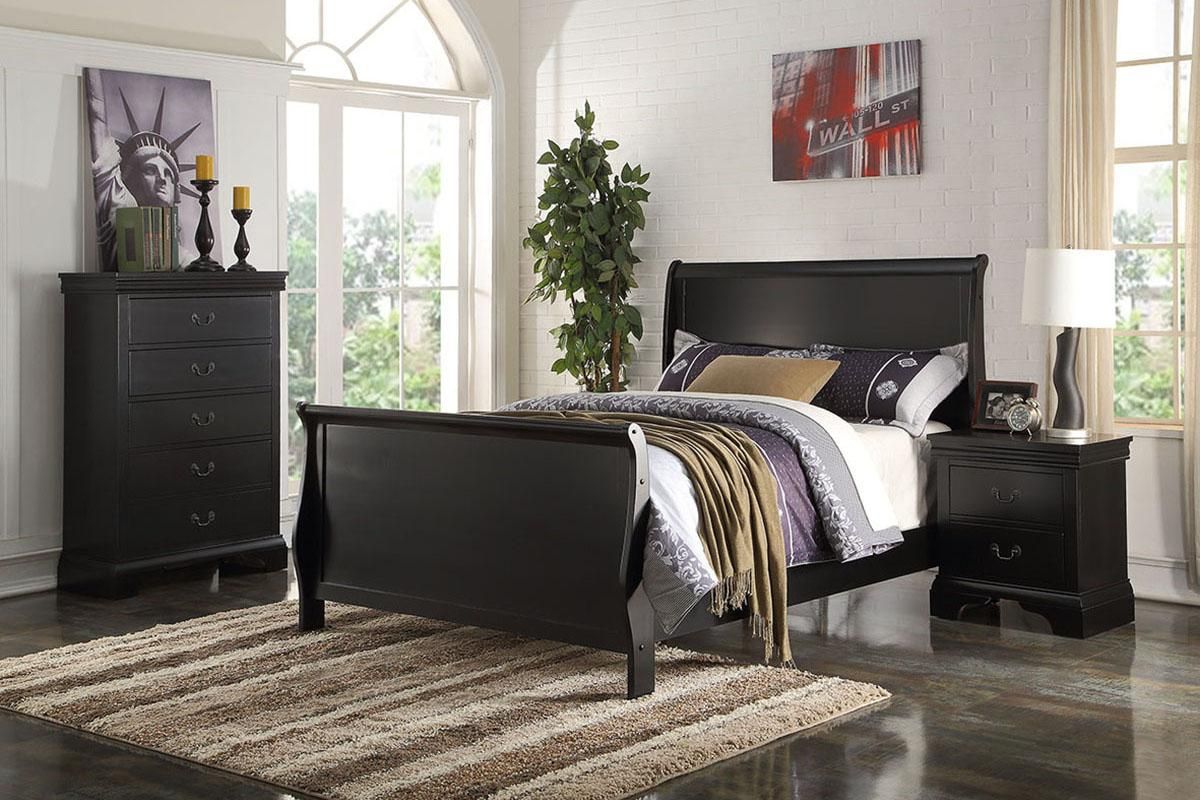 Ariela Black Finish Youth Sleigh Bed