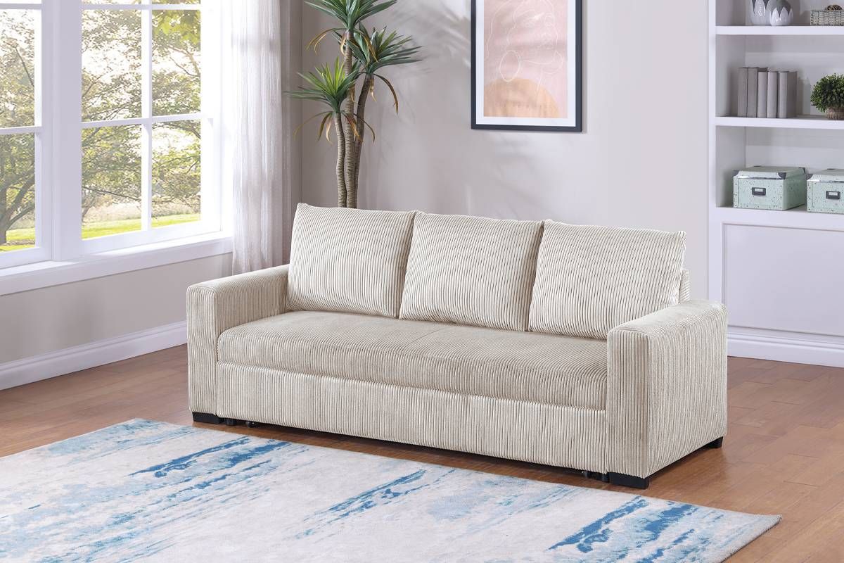 Aristo Ivory Corduroy Sofa Bed