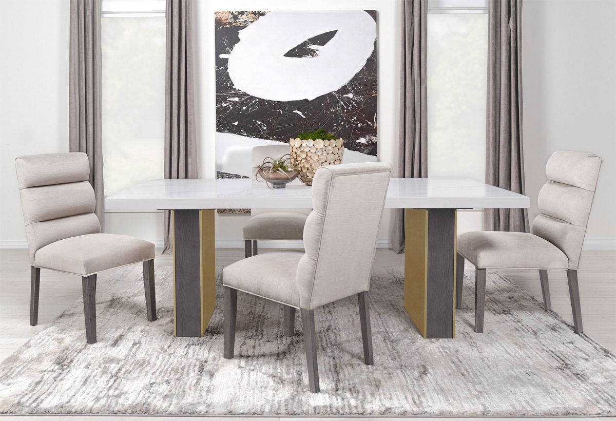Armada Cultured Carrara Marble Dining Table Set