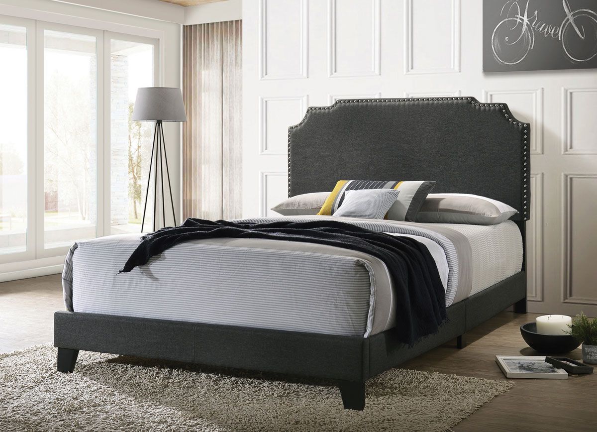 Arsh Grey Linen Upholstered Bed