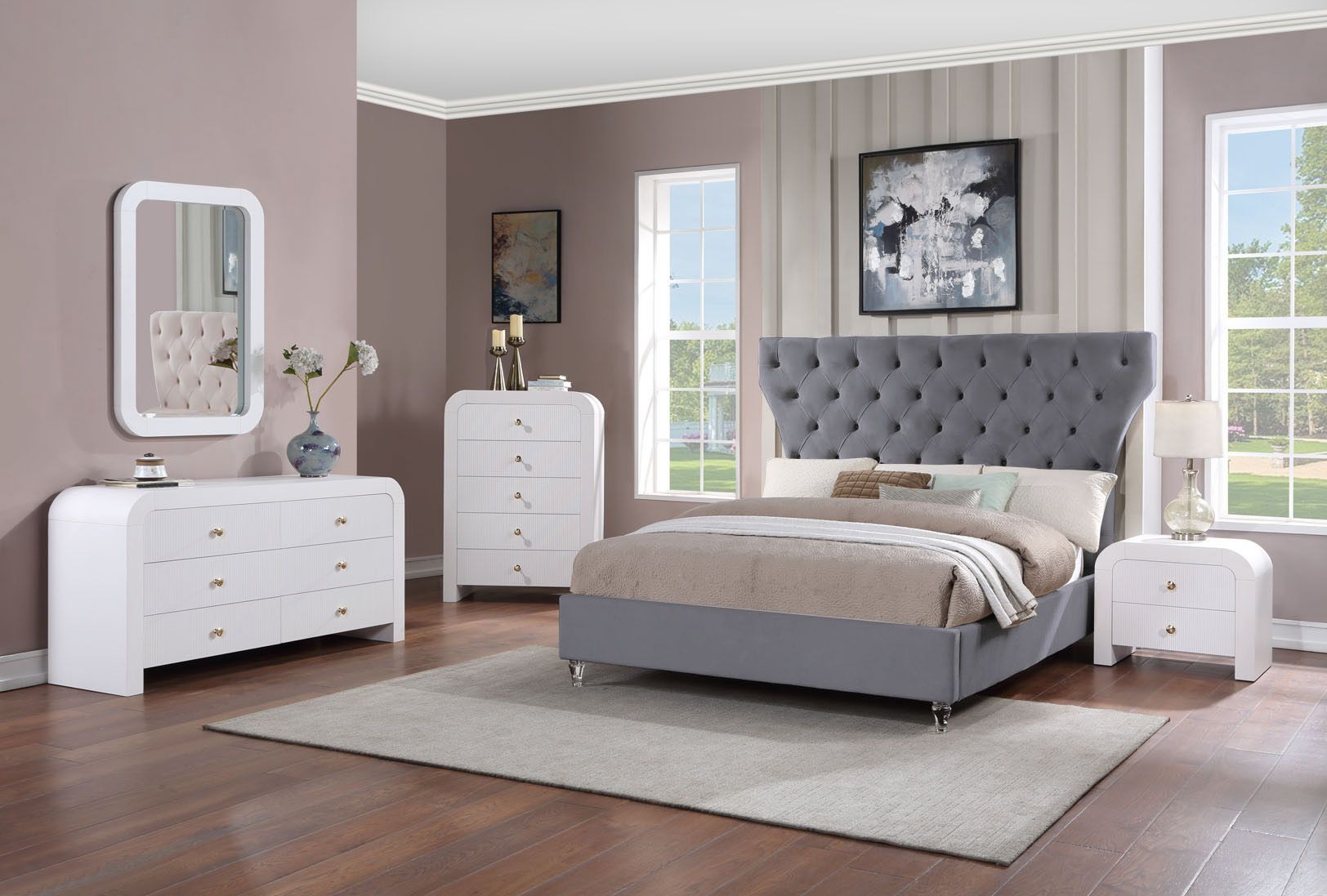 Artisto Grey Velvet Bed