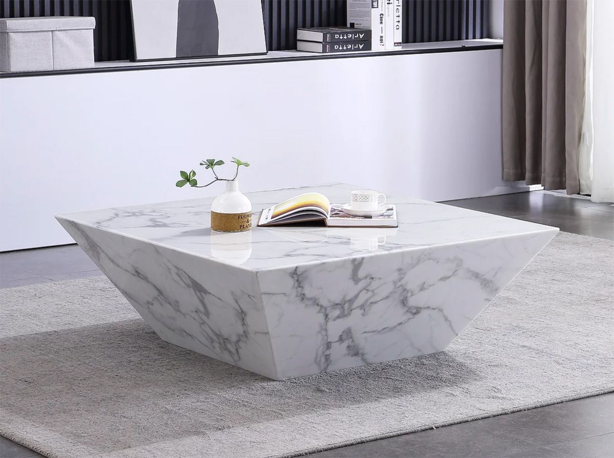 Artos White Marble Square Coffee Table