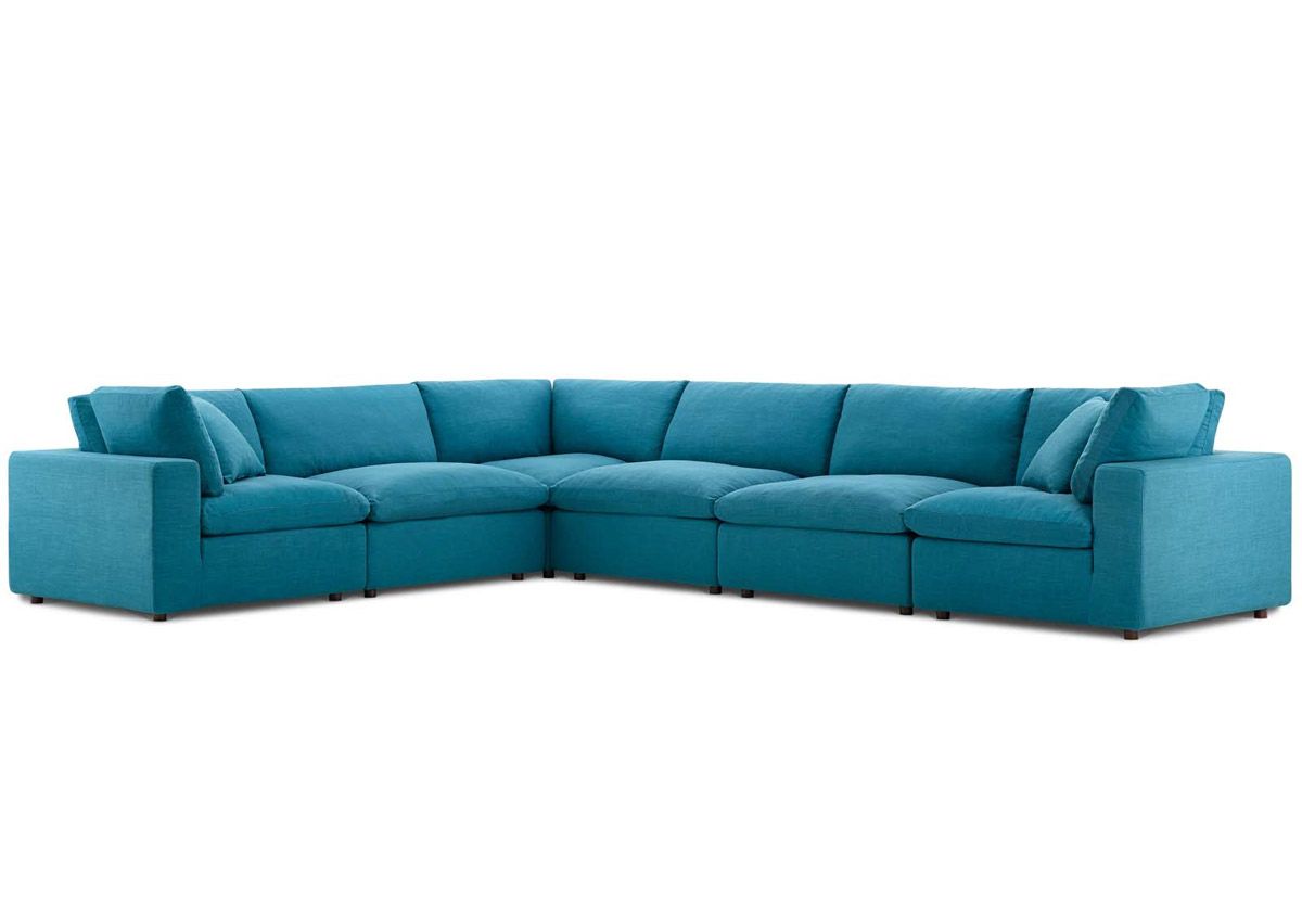 Arvada Teal Linen Sectional Set