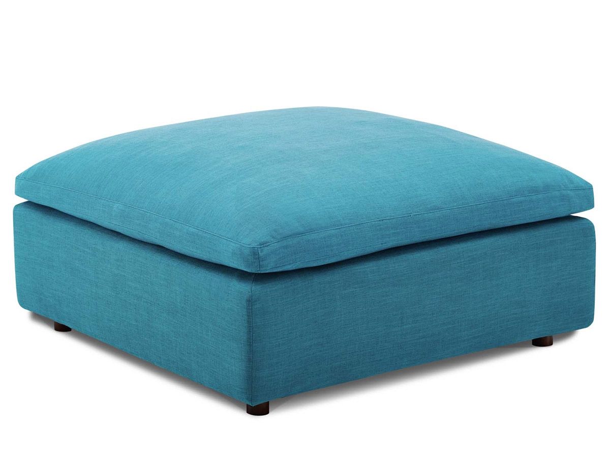 Arvada Teal Linen Ottoman