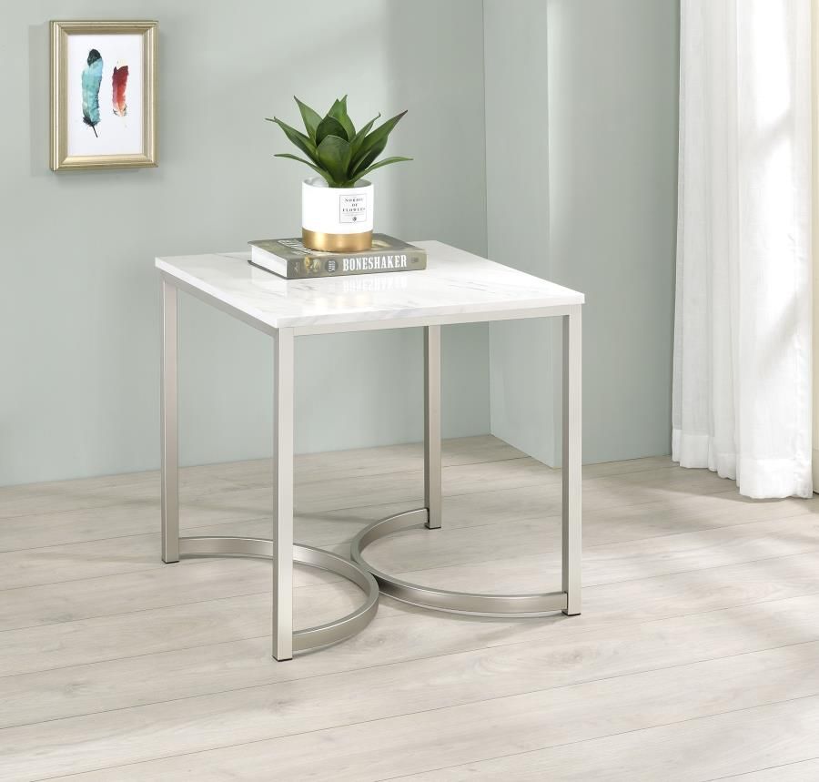 Arviso Faux Marble Top End Table