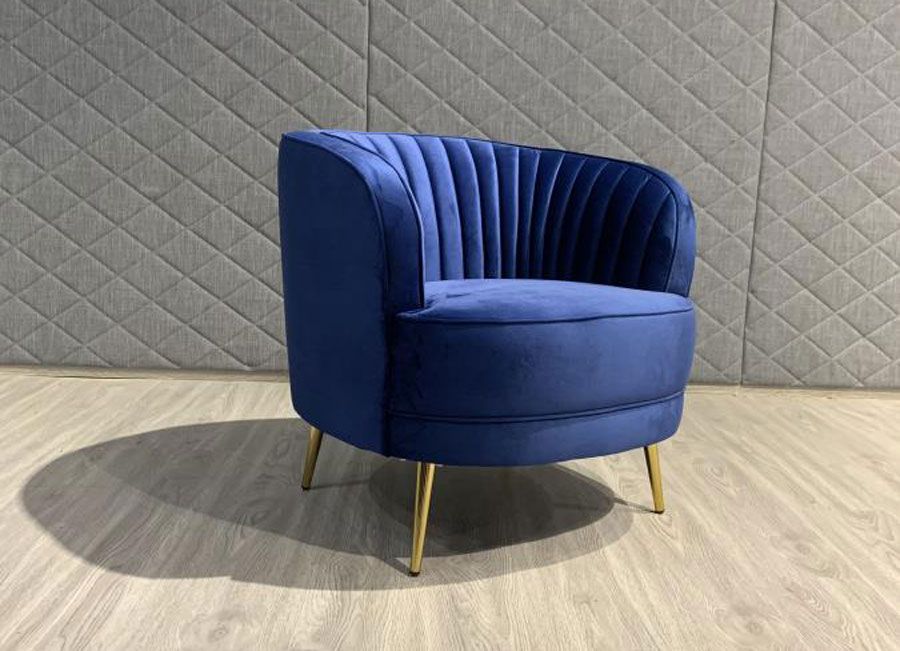 Asher Navy Velvet Chair With Gold Legs