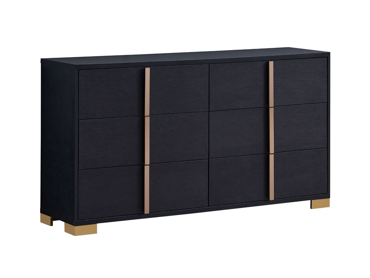Astrid Black Dresser With Gold Accents