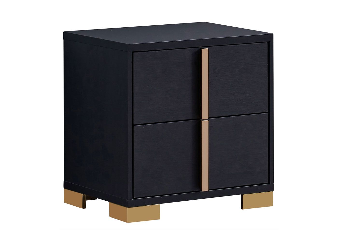 Astrid Black Night Stand With Gold Accents