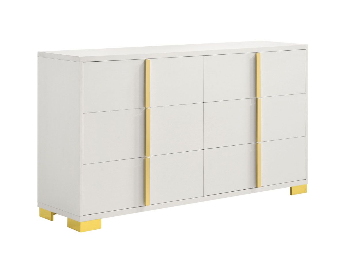 Astrid White Dresser With Gold Accents