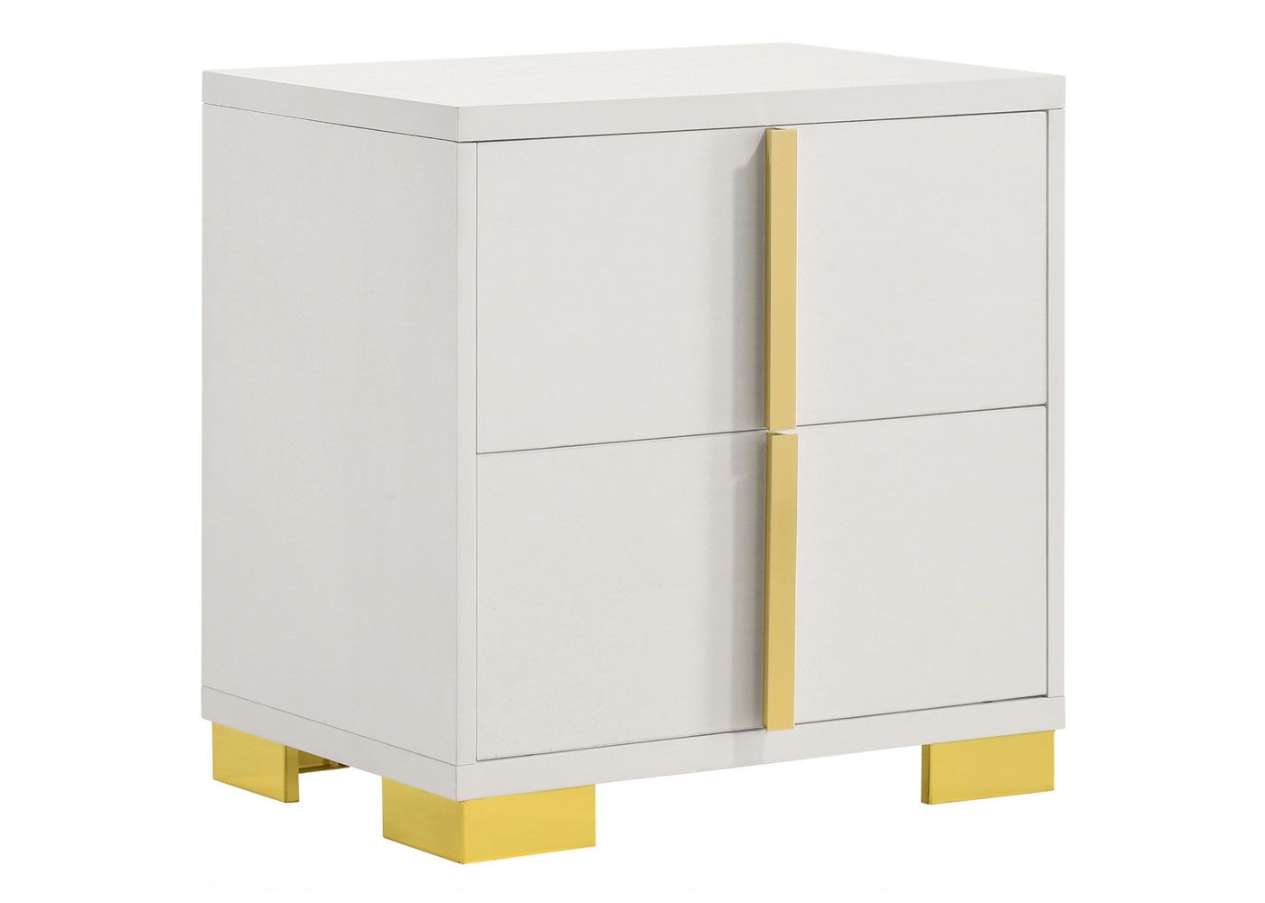 Astrid White Night Stand With Gold Accents