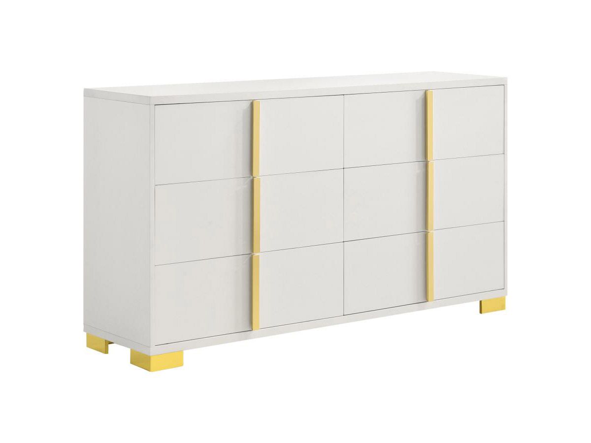 Astrid White Dresser With Gold Accents