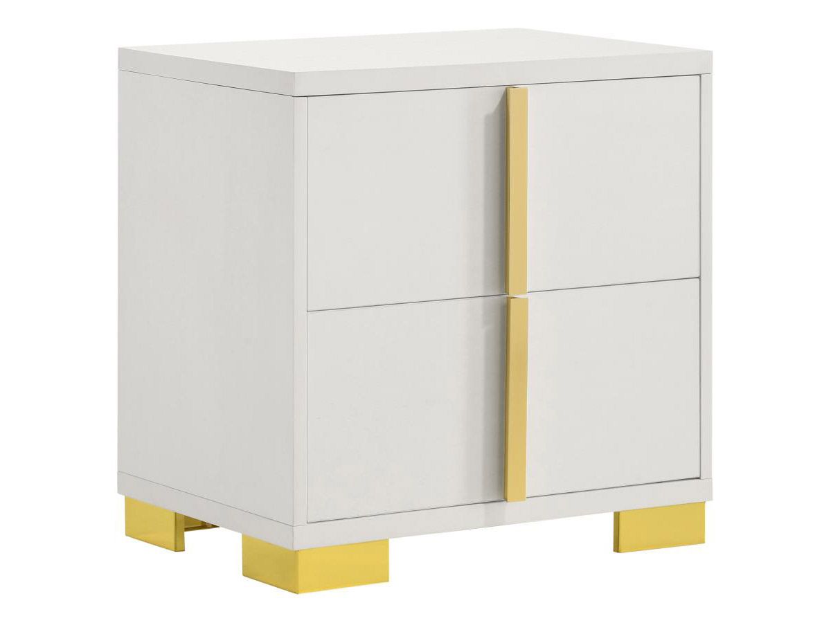 Astrid White Night Stand With Gold Accents