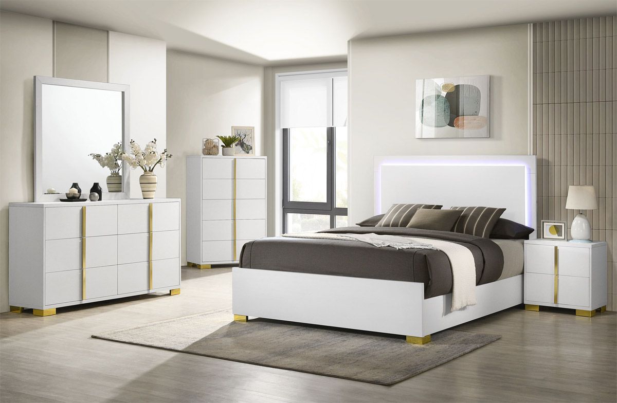 Astrid White LED Bedroom Set